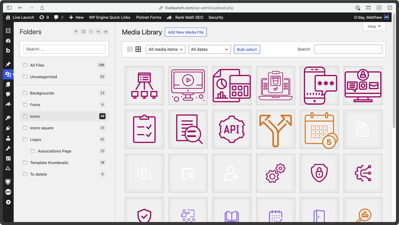 highly organised media library not commonly seen in wordpress websites